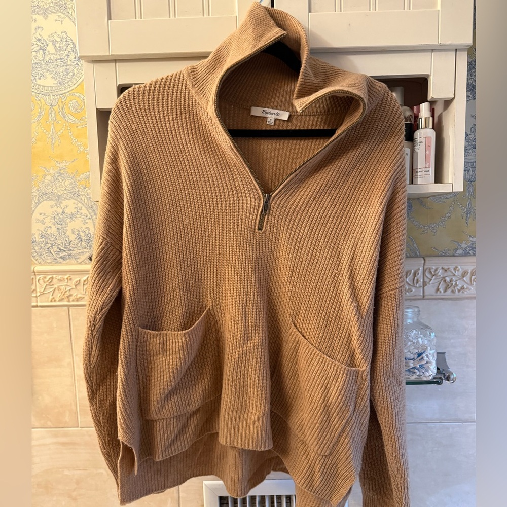 Madewell quarter zip sweatshirt size m tan